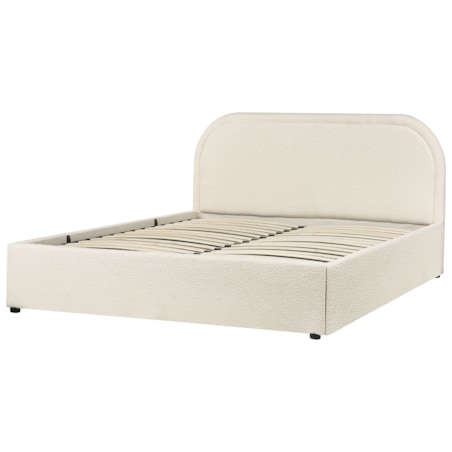 Łóżko z pojemnikiem boucle 140 x 200 cm jasnobeżowe QUILLIEN