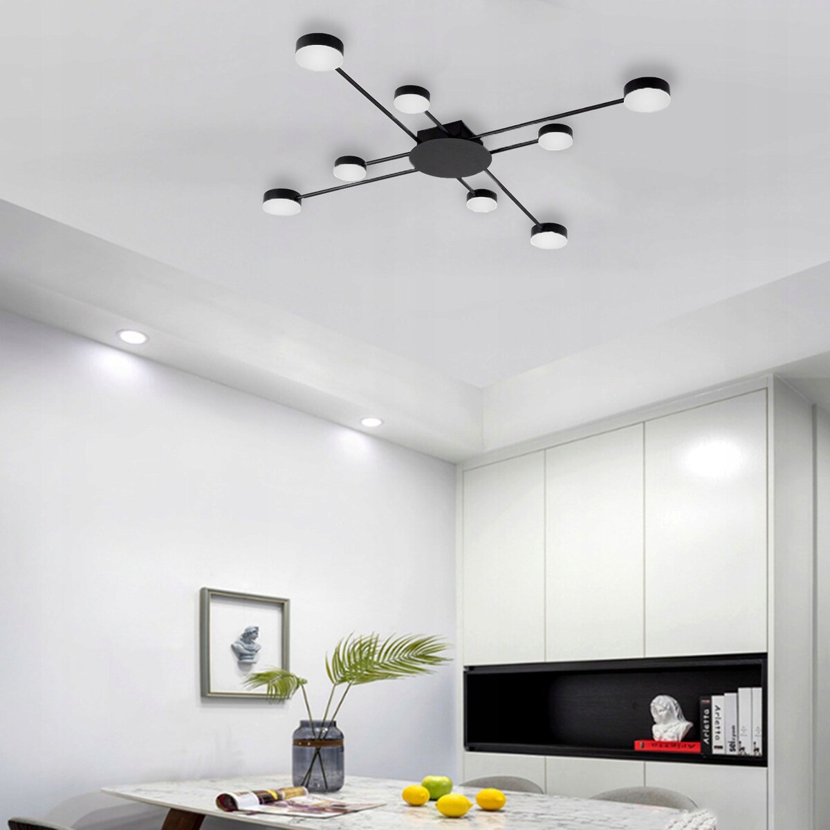 Lampa Sufitowa Nowoczesna Black 8-Ramienna Led