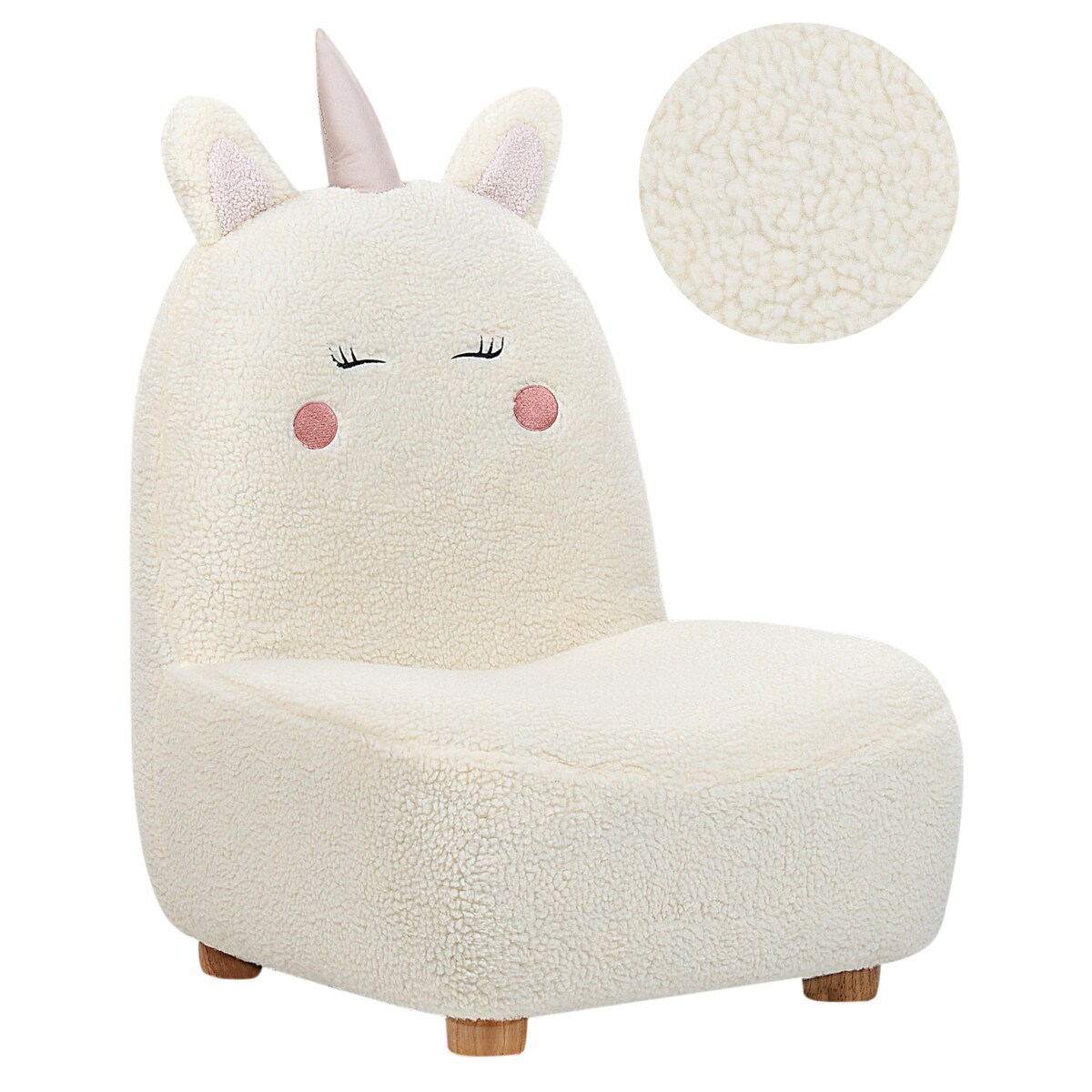 Fotel dziecięcy jednorożec teddy biały LULEA