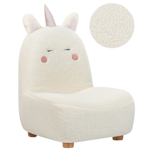 Fotel dziecięcy jednorożec teddy biały LULEA