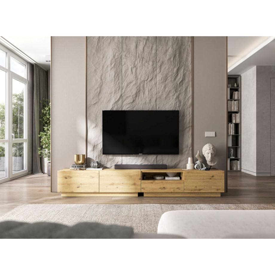 Szafka RTV Loft Stojąca / Wisząca Dąb Artisan MAT Komoda RTV Szuflada 240 cm