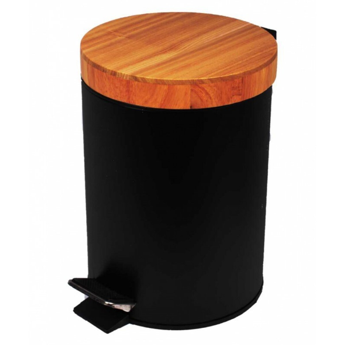 Stalowy Kosz Na Śmieci 3L Z Pokrywą Bambusową 1133