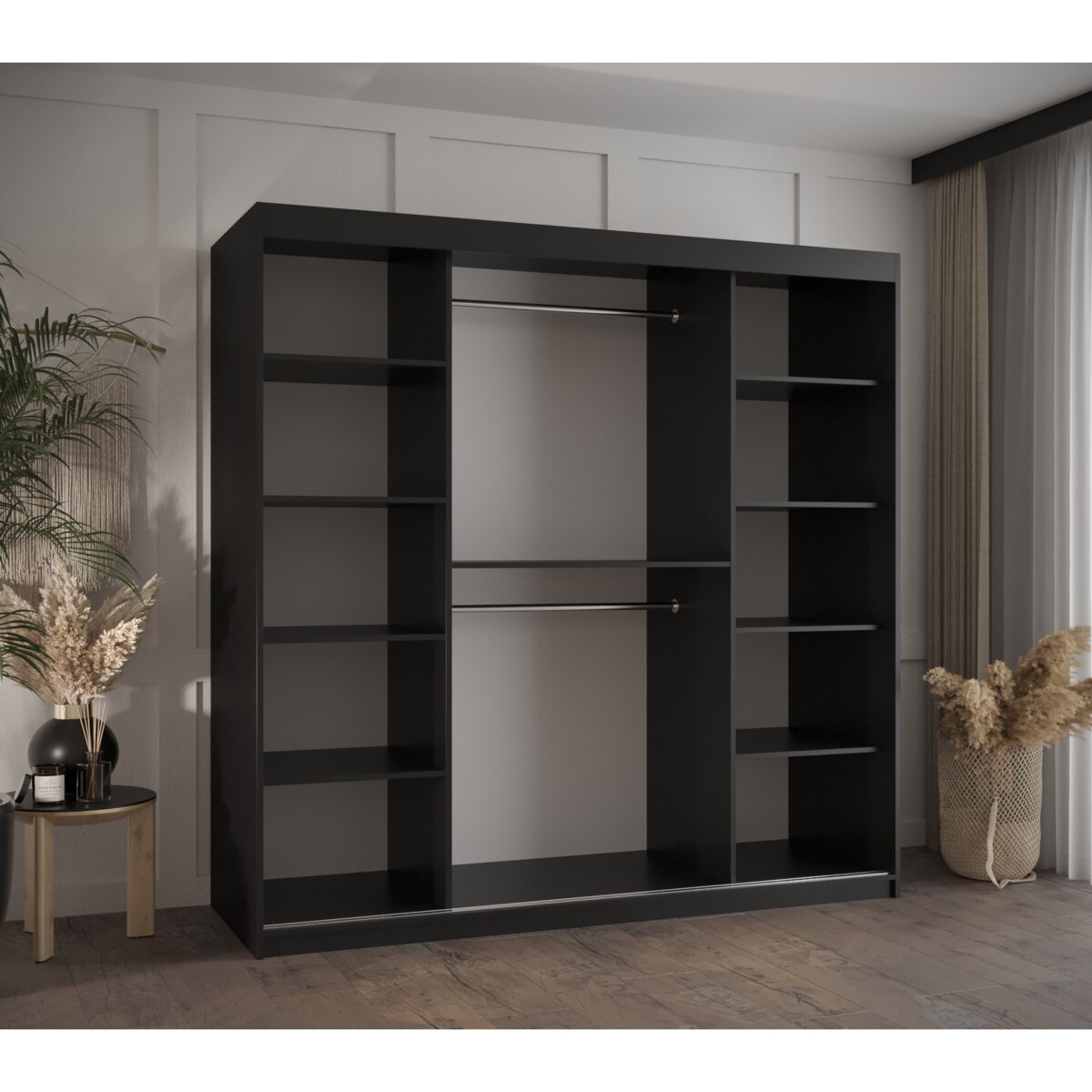 Szafa przesuwna Garderoba PLECIONKA WIEDEŃSKA 2 180 czarny