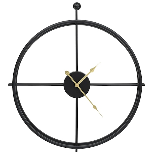 vidaXL Zegar ścienny, czarny, 52 cm, żelazo
