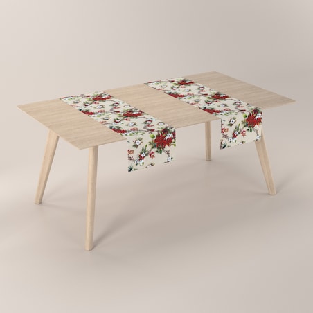 Bieżnik prostokątny 40x130 gwiazdy betlejemskie na szaro-beżowym tle