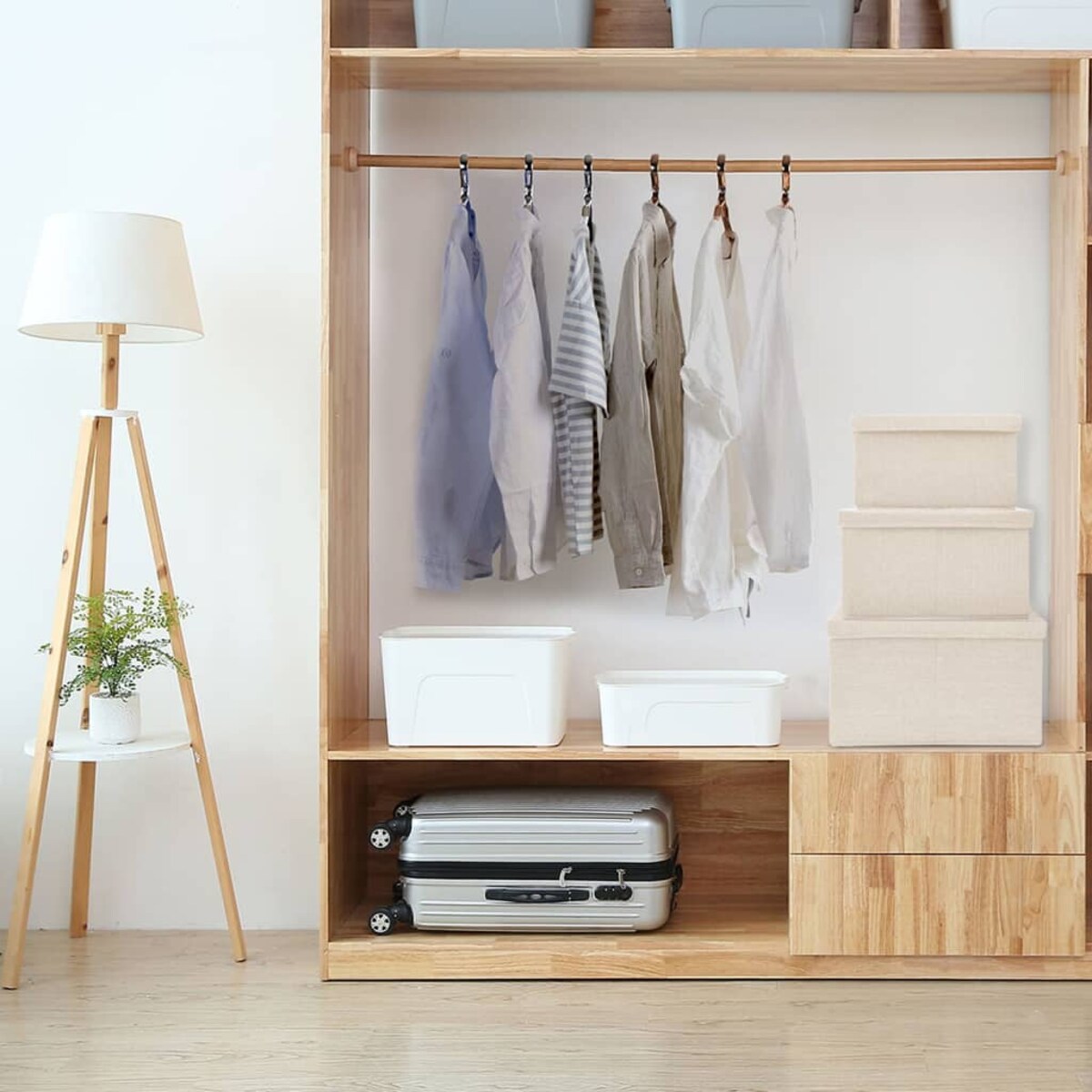 vidaXL Sztaplowane pudełka, 3 szt., z tkaniny, kremowe