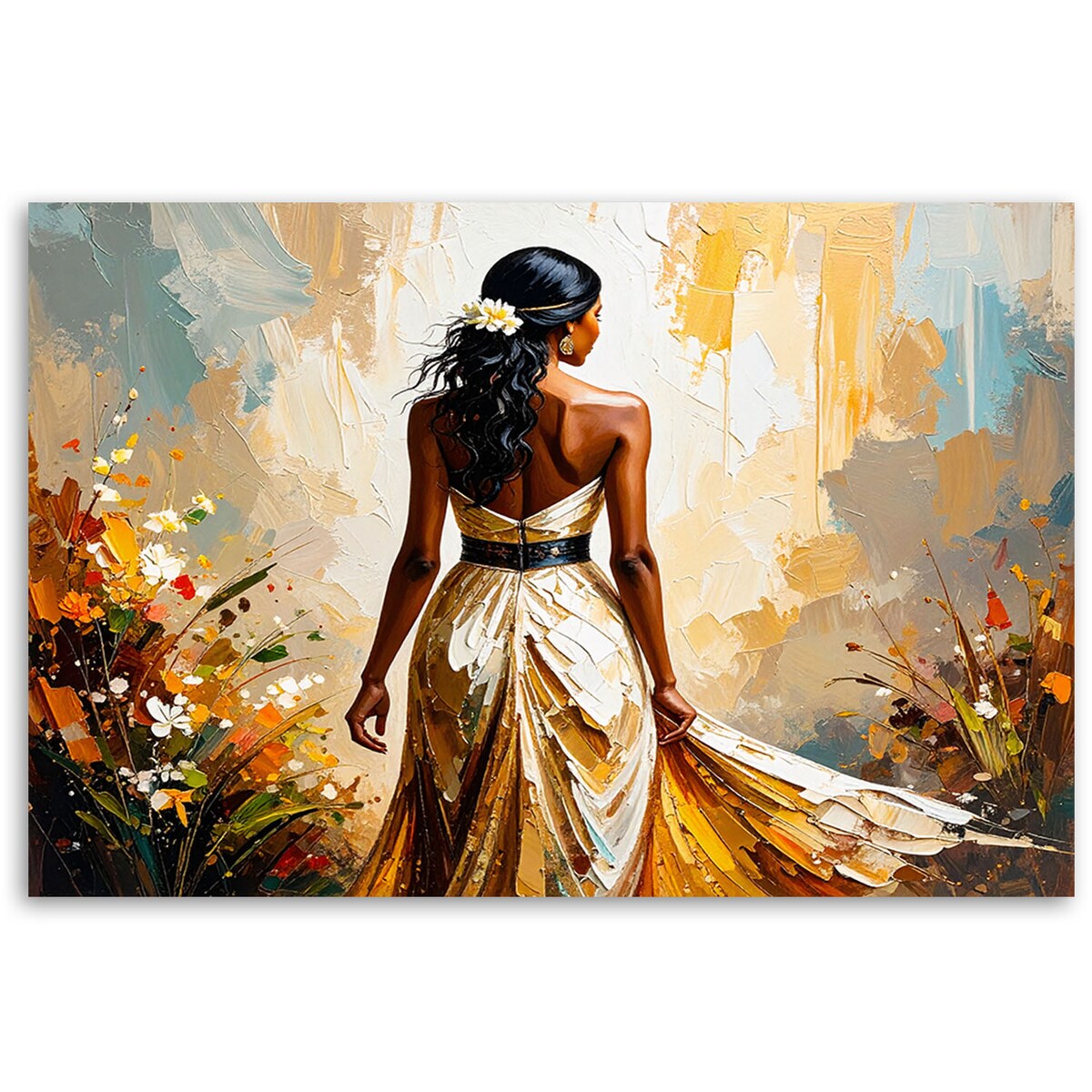 Feeby Obraz nowoczesny do salonu sypialni, Abstrakcja Modna Kobieta w sukni 60x40