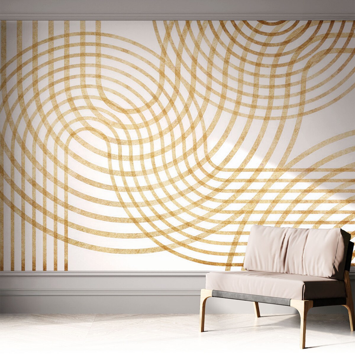 Fototapeta samoprzylepna 312x219 cm - Geometryczne sploty, tapeta ścienna biała