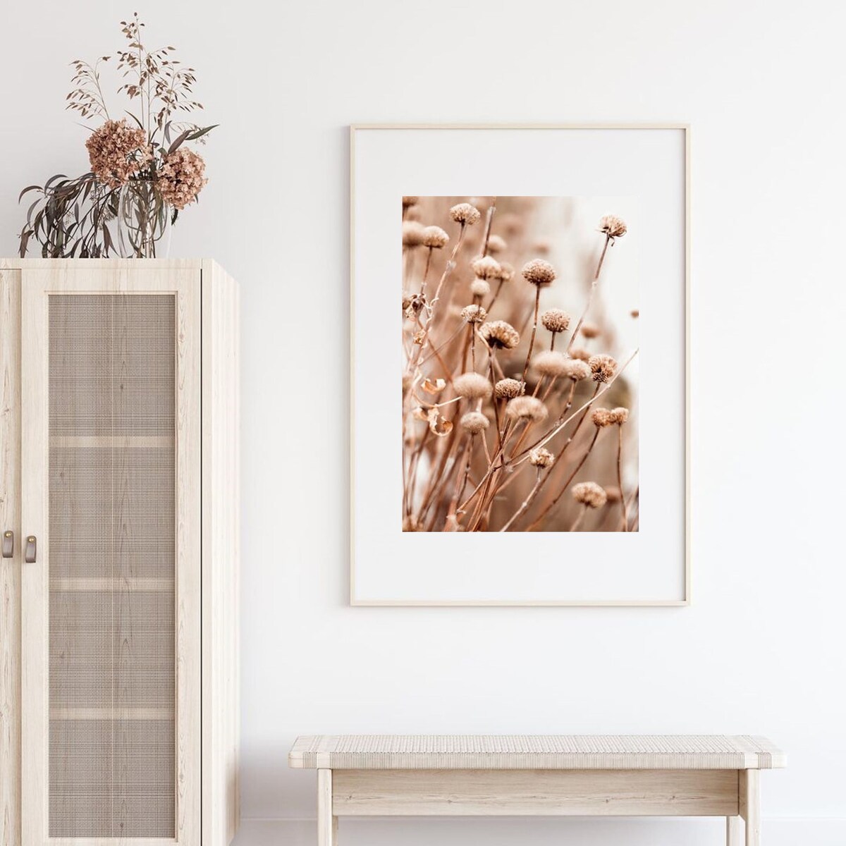 Poster Story, Plakat, Obraz - Beżowe Suszone Kwiaty, wymiary 70 x 100 cm