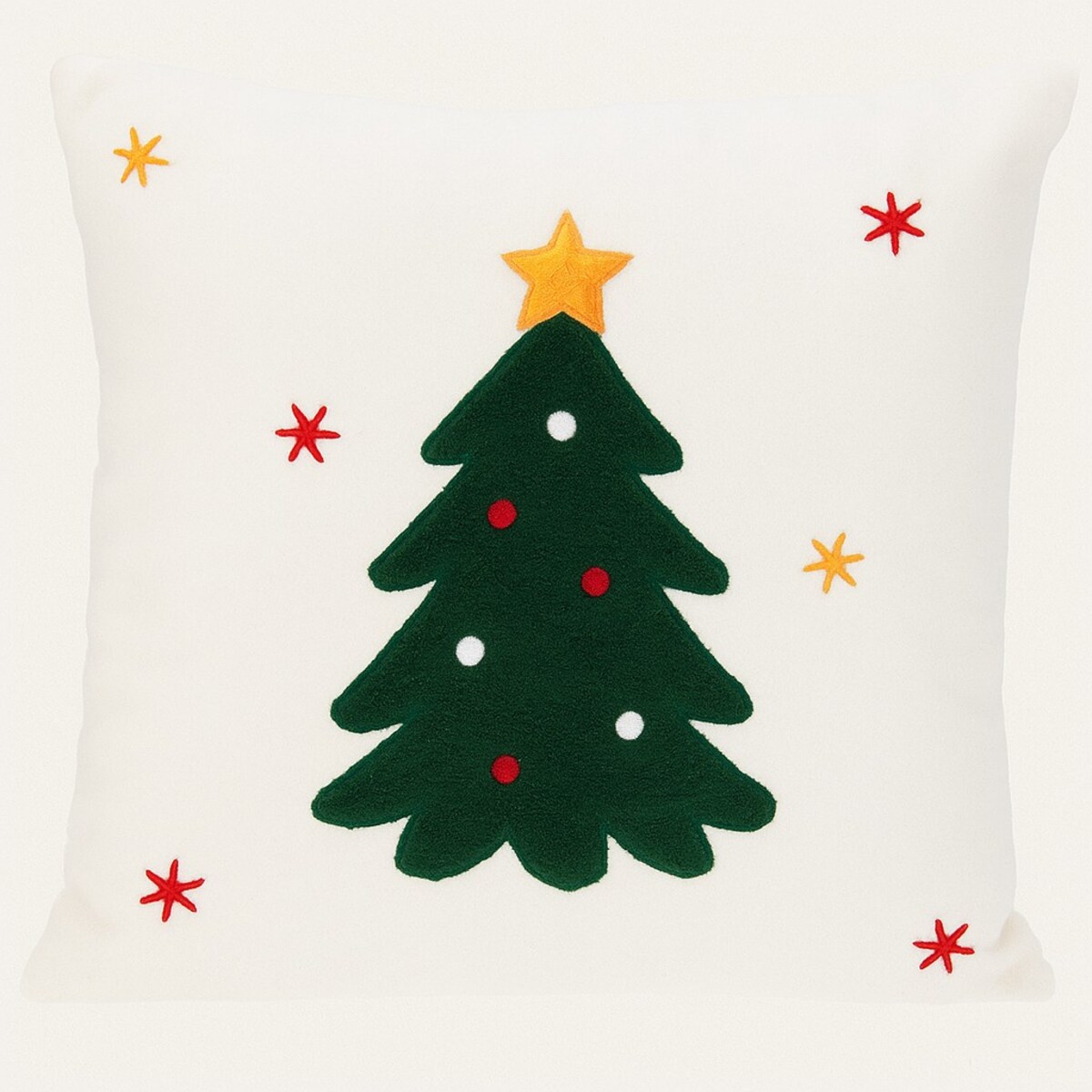 Poduszka dekoracyjna, świąteczny wzór, biała 44 x 44 cm