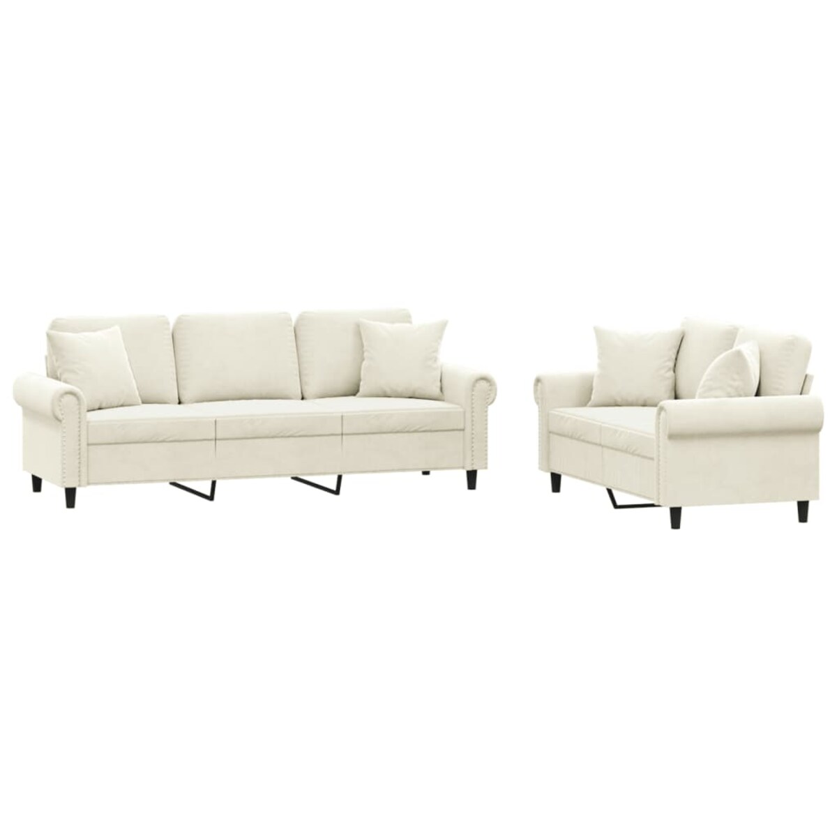 vidaXL 2-cz. komplet wypoczynkowy z poduszkami, kremowy, aksamit