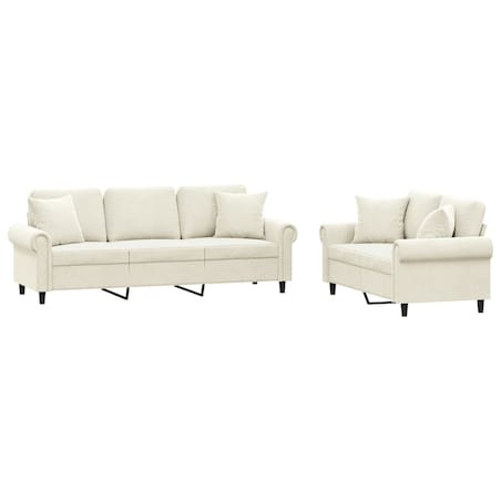 vidaXL 2-cz. komplet wypoczynkowy z poduszkami, kremowy, aksamit