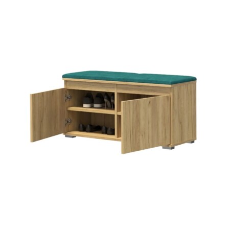 Szafka na buty z siedziskiem i wieszakiem SINGAPUR 100 dąb craft/zielony