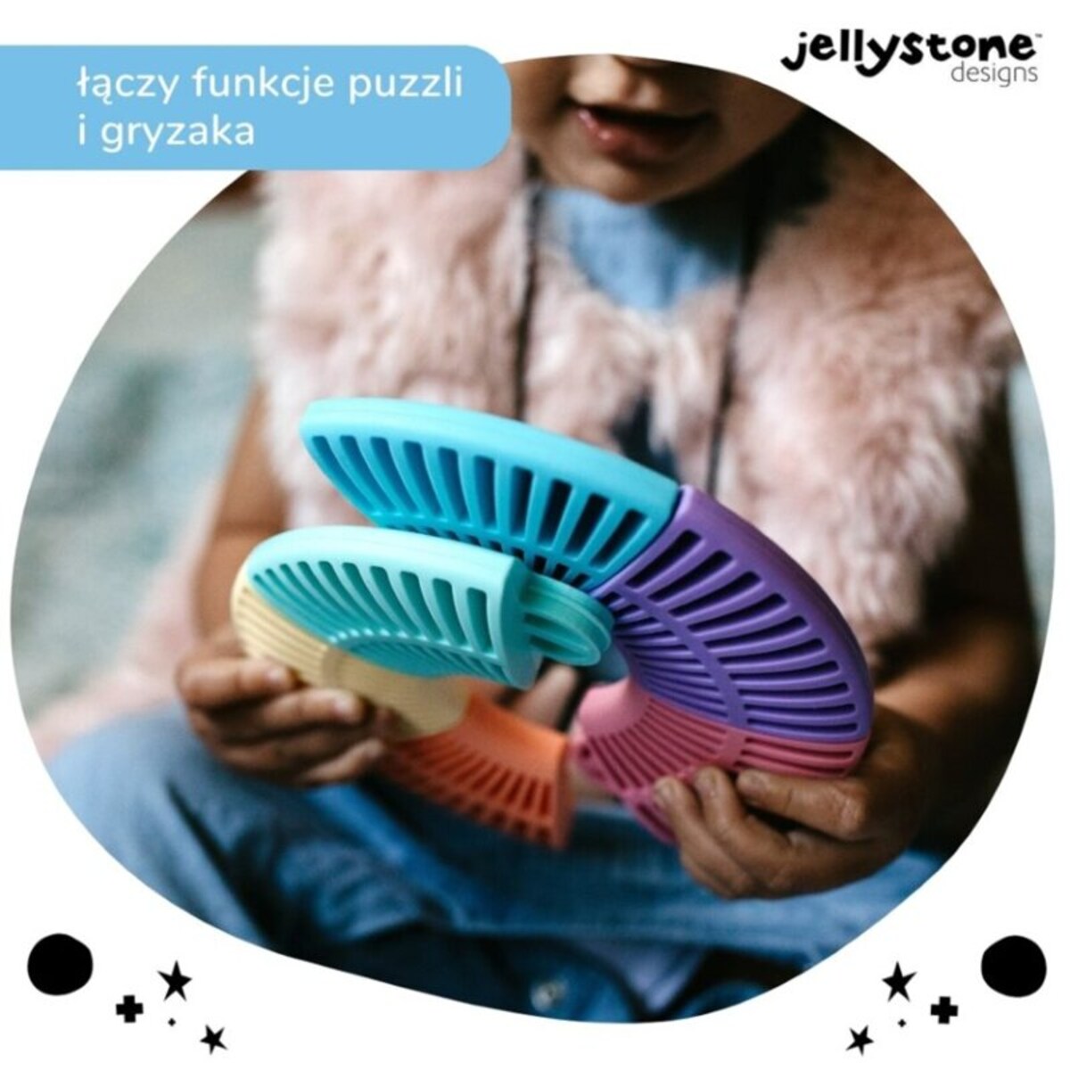 Pierwsze puzzle sensoryczne, pastelowe kółko, Jellystone Design