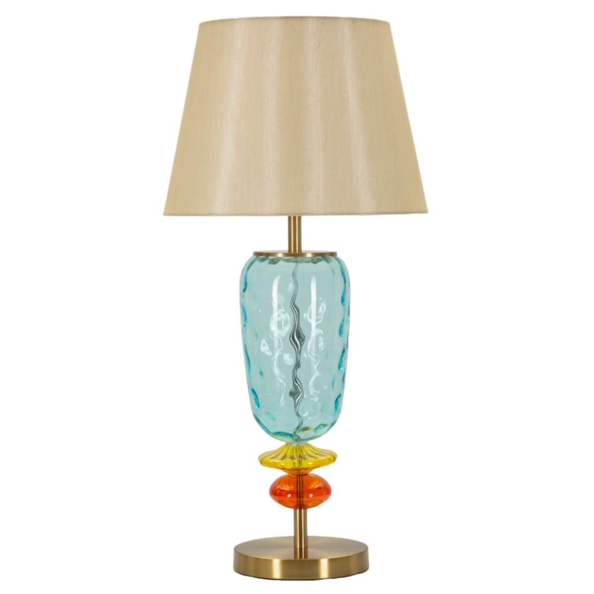Lampa stołowa Colorful, kolor wielokolorowy, żelazo, szkło i tkanina, 35 x 35 x 73 cm, 1 x E27, do salonu i sypialni, Mauro Ferretti