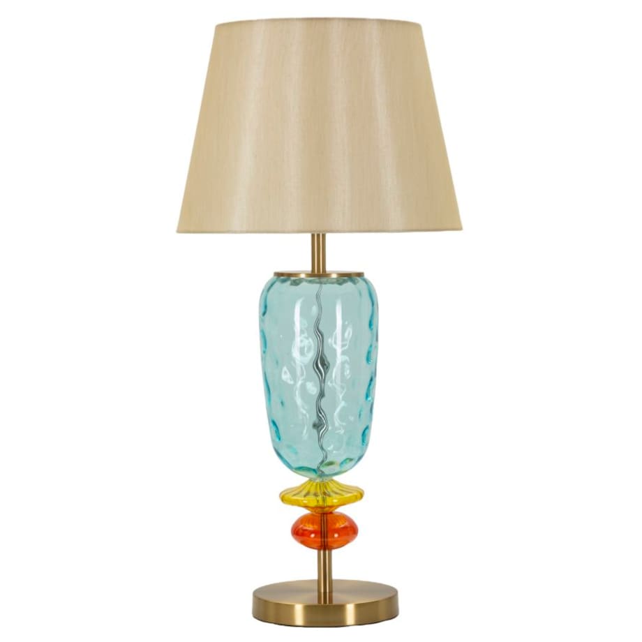 Lampa stołowa Colorful, kolor wielokolorowy, żelazo, szkło i tkanina, 35 x 35 x 73 cm, 1 x E27, do salonu i sypialni, Mauro Ferretti