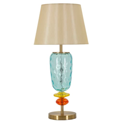 Lampa stołowa Colorful, kolor wielokolorowy, żelazo, szkło i tkanina, 35 x 35 x 73 cm, 1 x E27, do salonu i sypialni, Mauro Ferretti