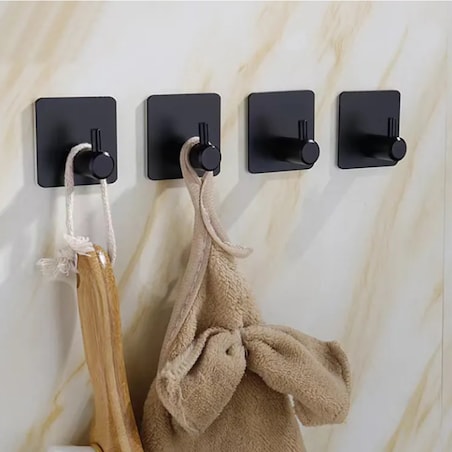Wieszak ścienny samoprzylepny czarny komplet zestaw 4 szt.