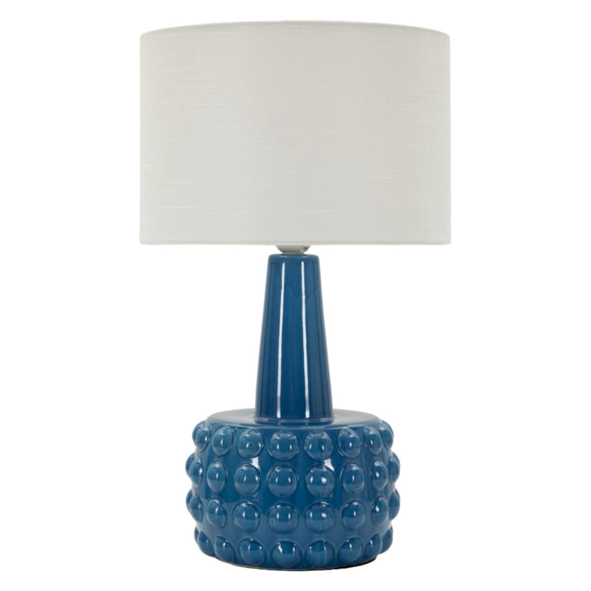 Lampa stołowa Gress, kolor niebieski i biały, ceramika, żelazo i tkanina, 30 x 30 x 51,5 cm, 1 x E27, max. 40 W, styl nowoczesny, Mauro Ferretti