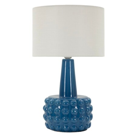 Lampa stołowa Gress, kolor niebieski i biały, ceramika, żelazo i tkanina, 30 x 30 x 51,5 cm, 1 x E27, max. 40 W, styl nowoczesny, Mauro Ferretti