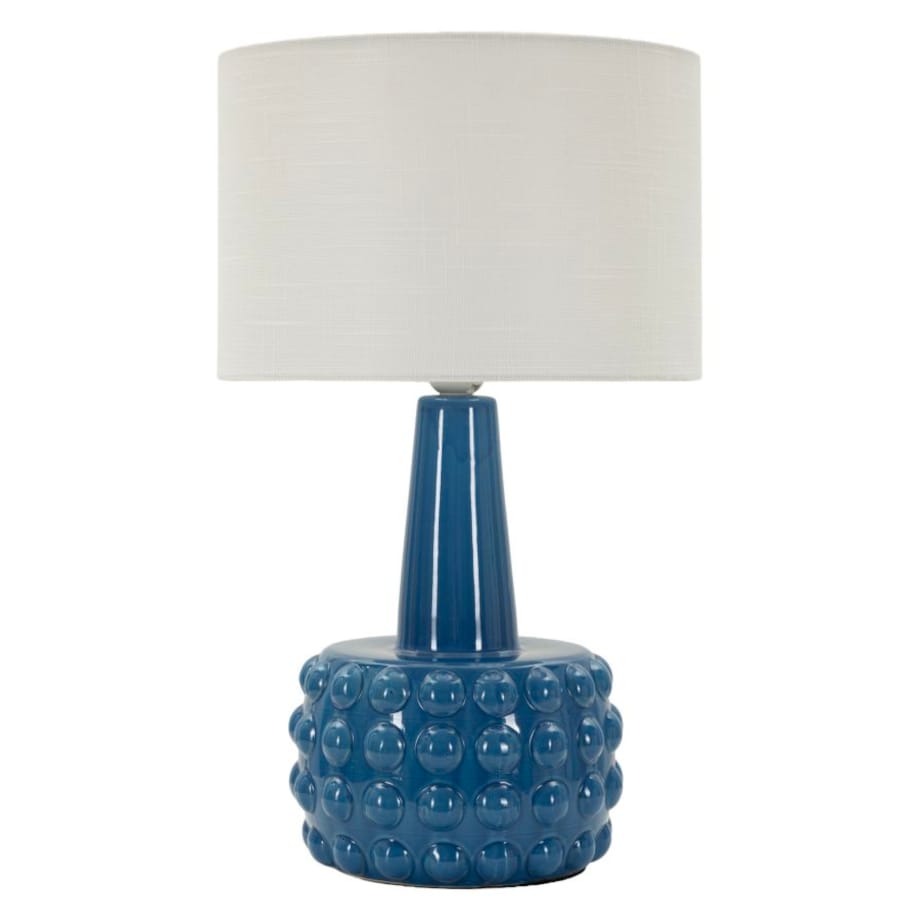 Lampa stołowa Gress, kolor niebieski i biały, ceramika, żelazo i tkanina, 30 x 30 x 51,5 cm, 1 x E27, max. 40 W, styl nowoczesny, Mauro Ferretti