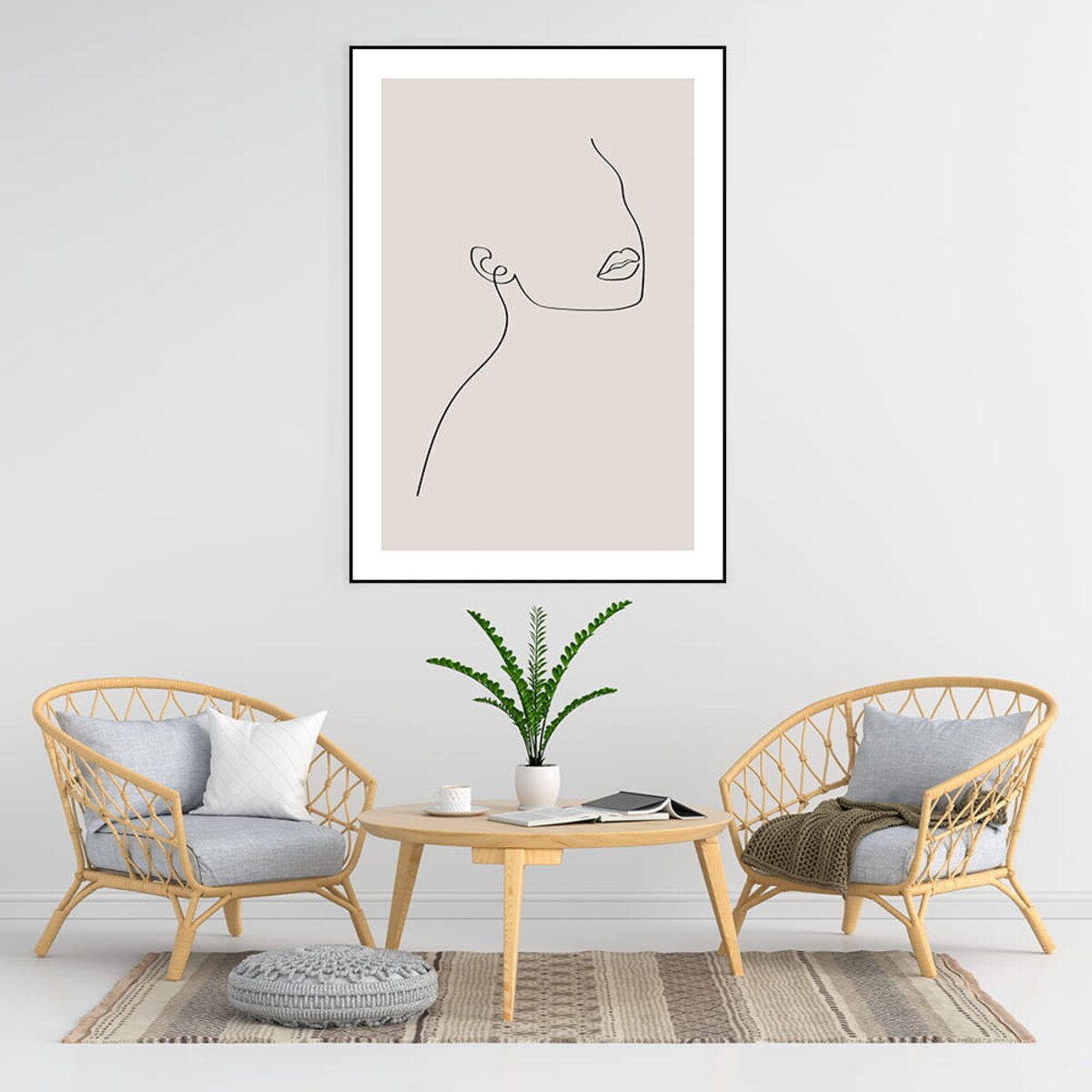 plakat line art ona beż 50x70 cm