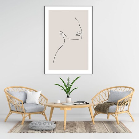 plakat line art ona beż 50x70 cm