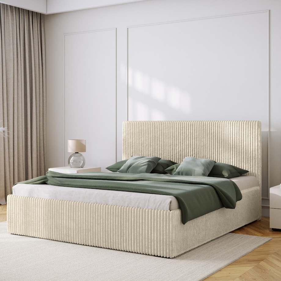 Łóżko tapicerowane 160x200 cm kremowe sztruks Gimma