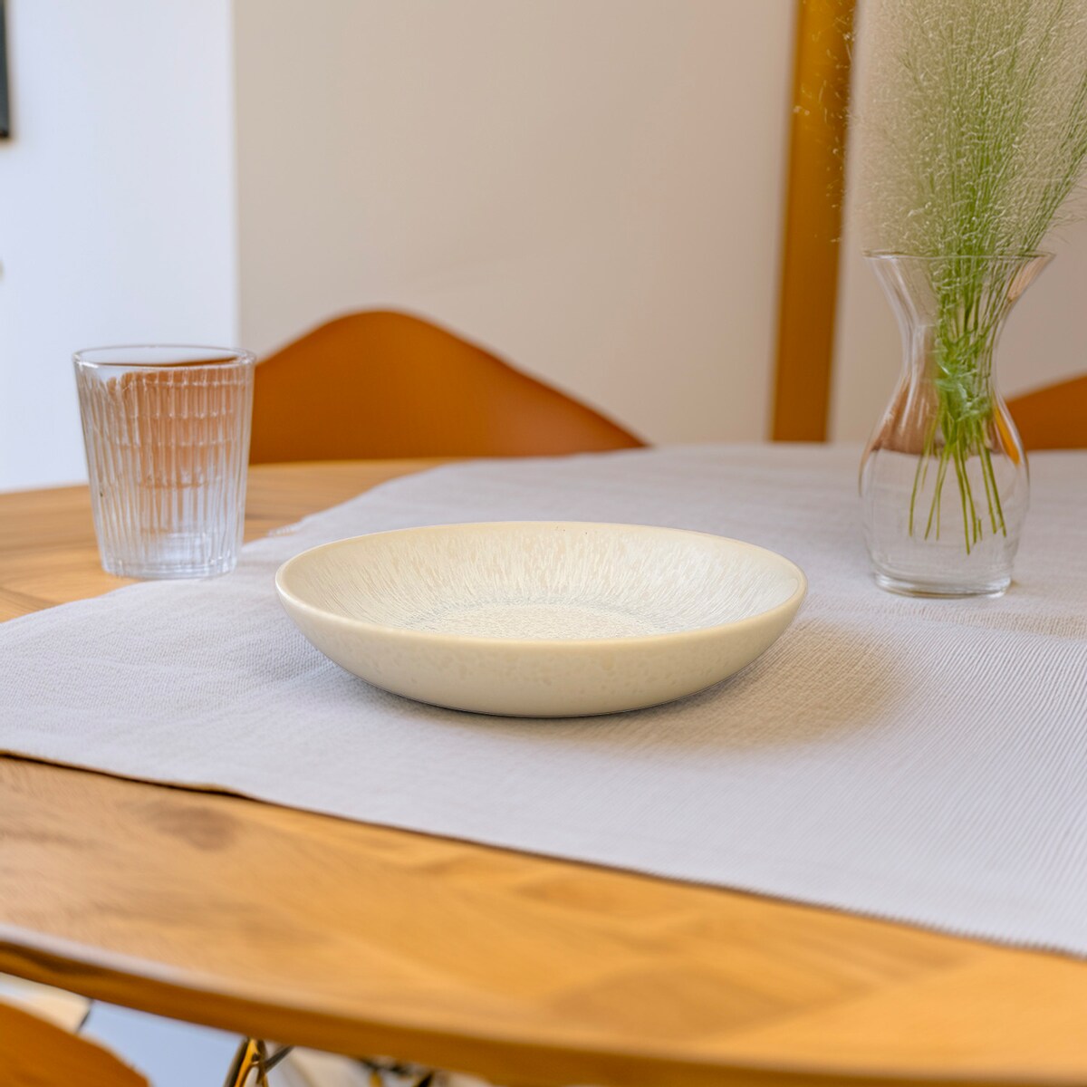 TALERZ DESEROWY 20cm GŁĘBOKI ceramiczny obiadowy beżowy na ciasto okrągły