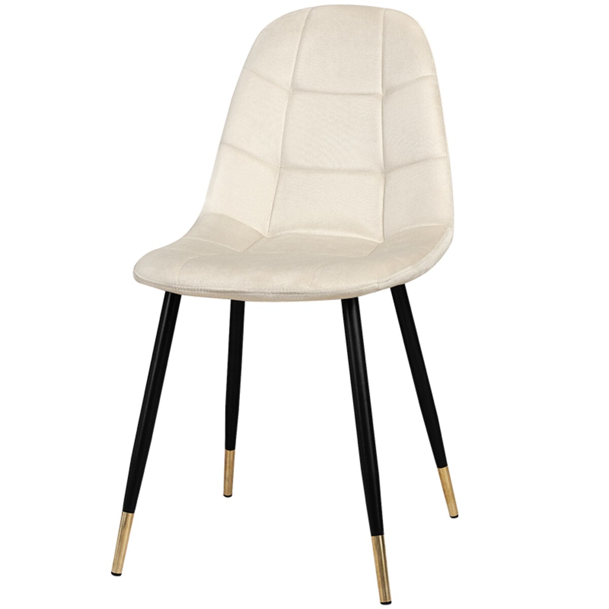 Krzesło tapicerowane welurowe pikowane beżowe złote nogi