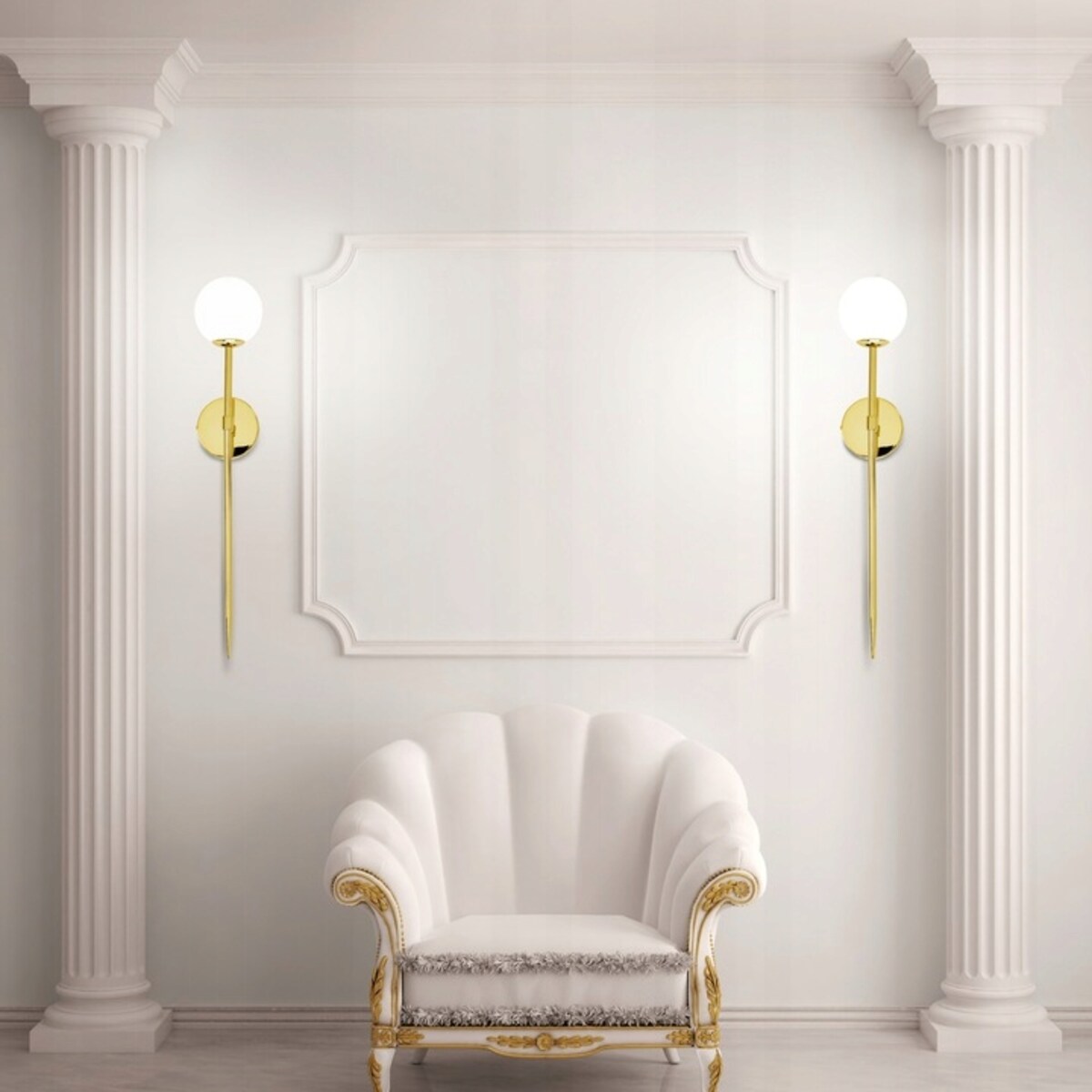 Lampa Kinkiet Złoty Wysoki Ścienny Nowoczesny 90Cm
