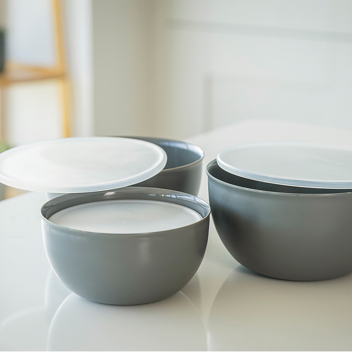 KitchenAid miski kuchenne z pokrywkami 4 szt. Charcoal Grey