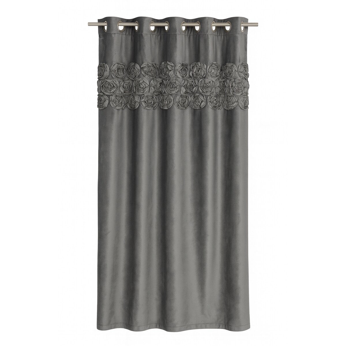 Zasłona welurowa "royal roses" z wyszywanymi różami 140x250 cm przelotka | stalowy