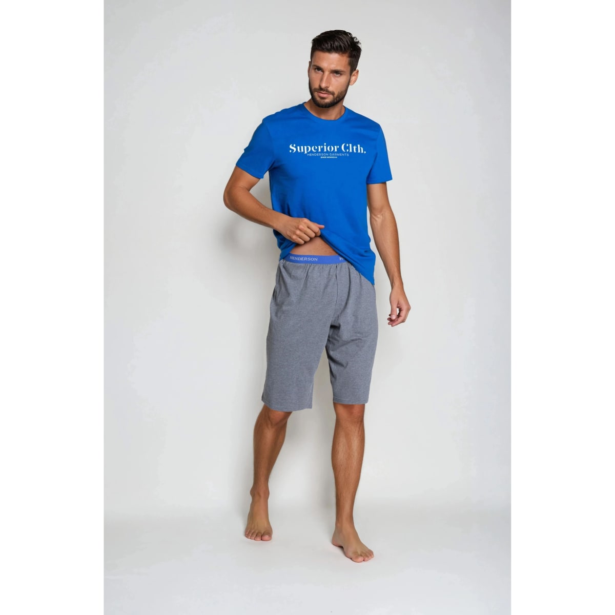 Piżama Zed 38366-55X Niebiesko-Szara Niebiesko-Szary, M