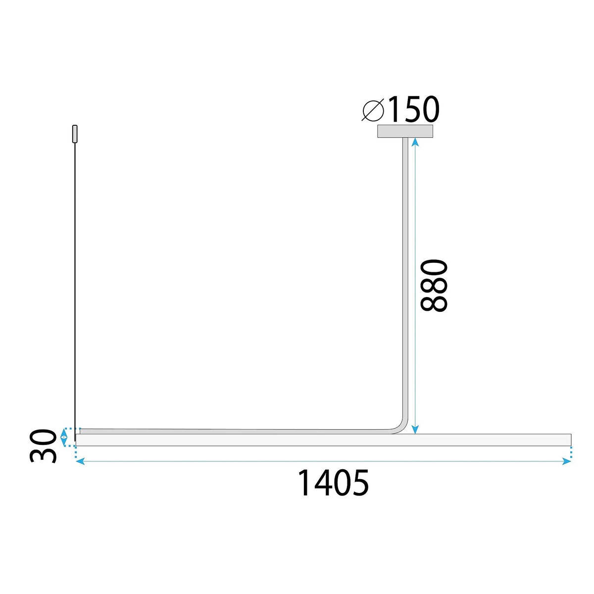 Lampa Sufitowa Wisząca Led App1660-Cp 140Cm Czarny, Metal