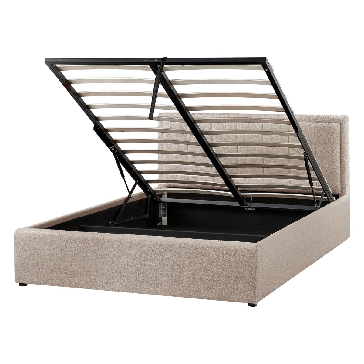 Łóżko z pojemnikiem MONTLAUR 140 x 200 cm Boucle Beżowoszary