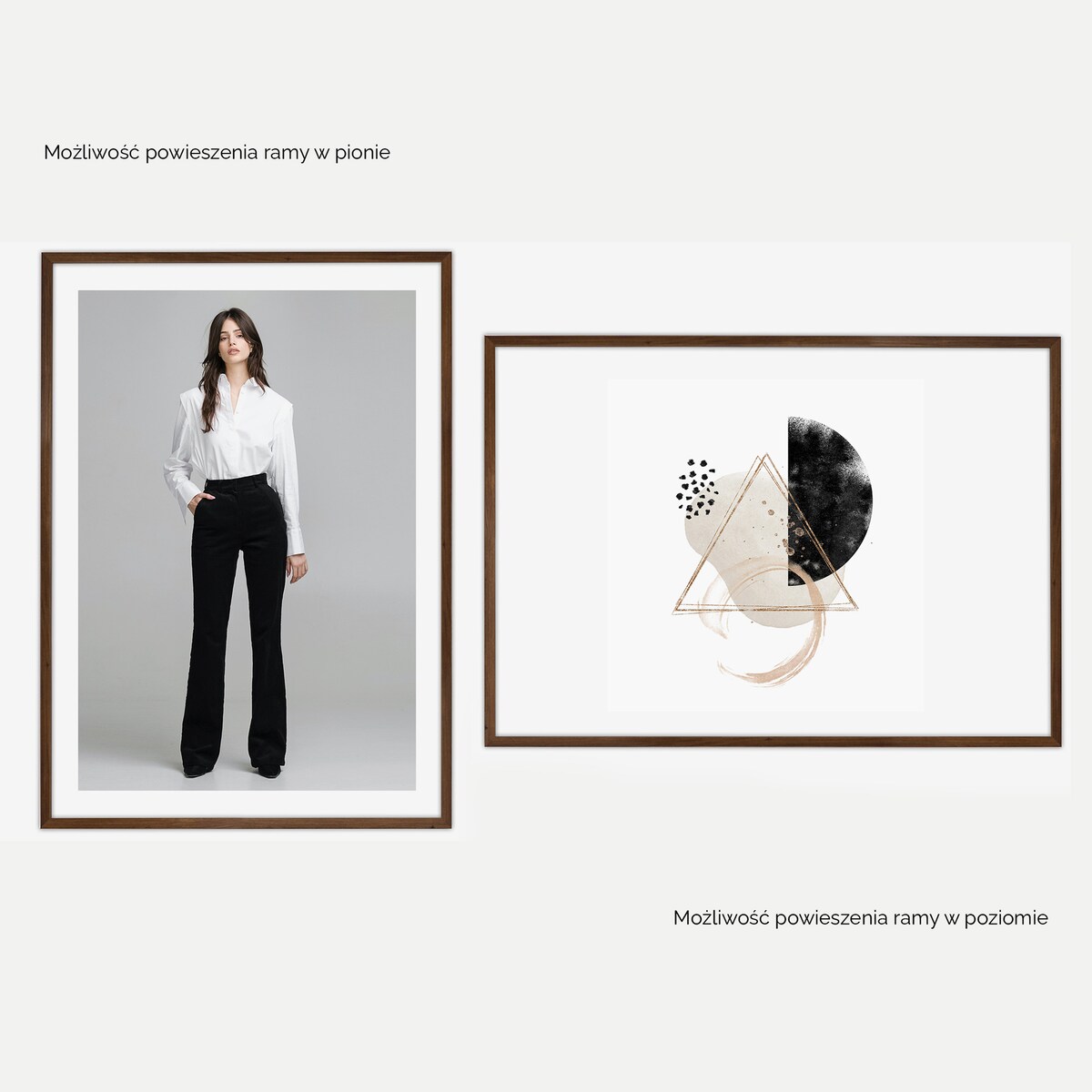 Ramka na zdjęcia 70x100 cm brązowa rama MDF z plexi do powieszenia pion poziom klasyczna ramka