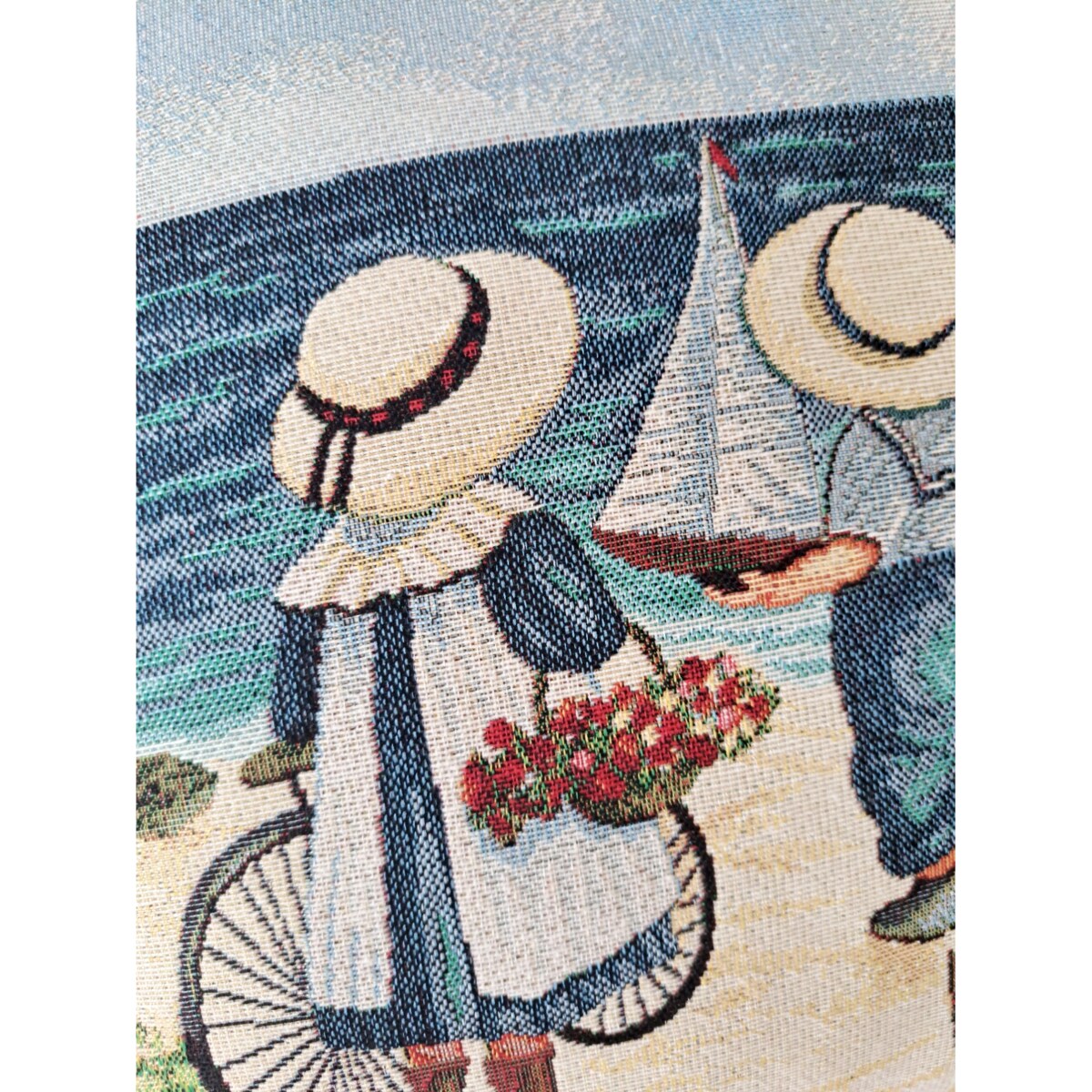 Poszewka Na Poduszkę Jasiek 45X45 Cm Żakardowa Dekoracyjna Ozobna Plaża