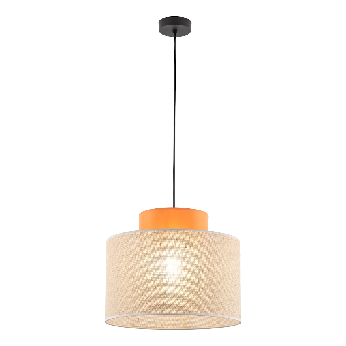 Lampa wisząca TK Lighting DUO JUTA ORANGE 3227, E27, regulowana wysokość, czarno-pomarańczowa, juta, 38 cm