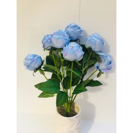 BUKIET DUŻY RÓŻA sztuczna NIEBIESKI LIŚCIE do wazonu flakonu święta pomnik