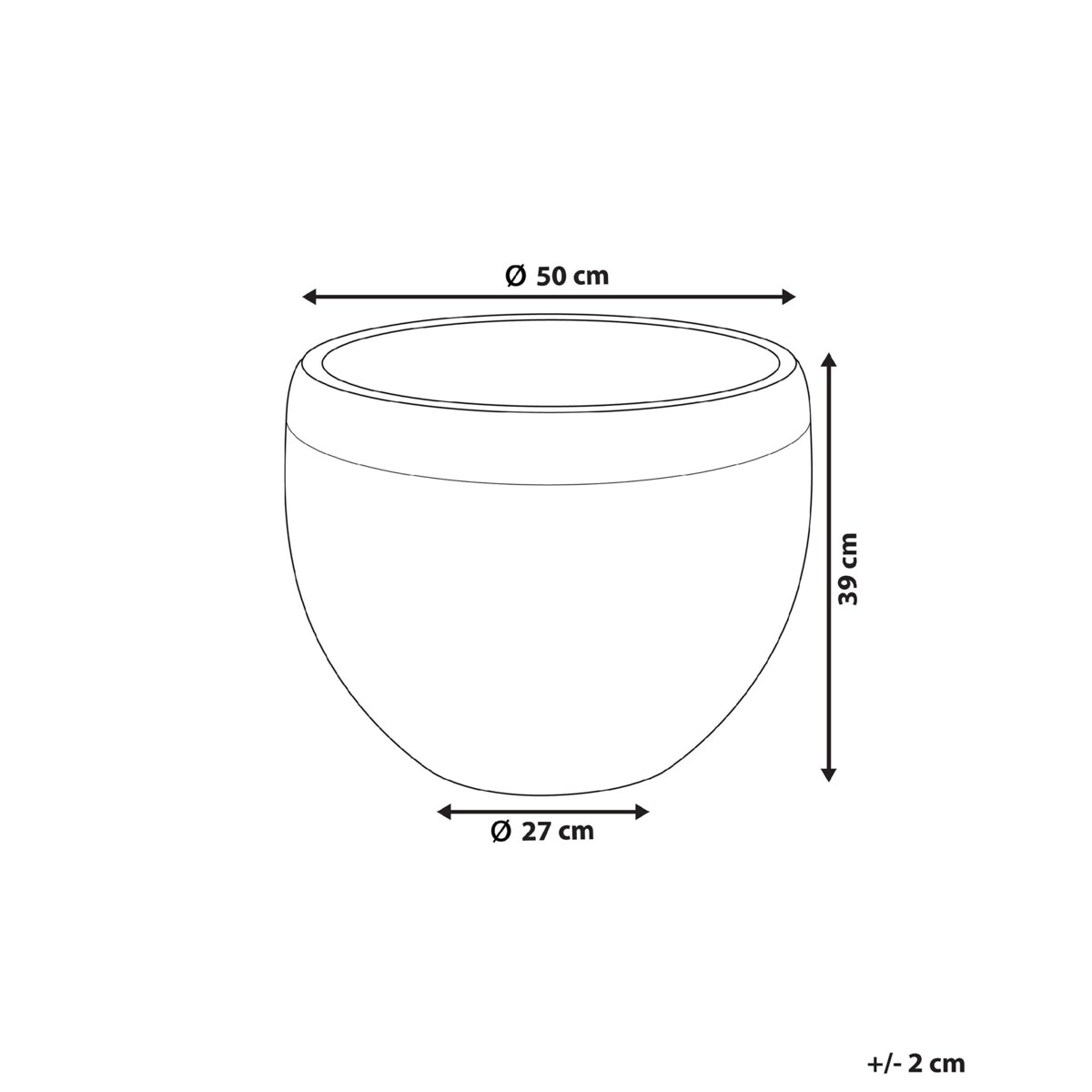 Doniczka 50x50x39 cm szara ZAKROS