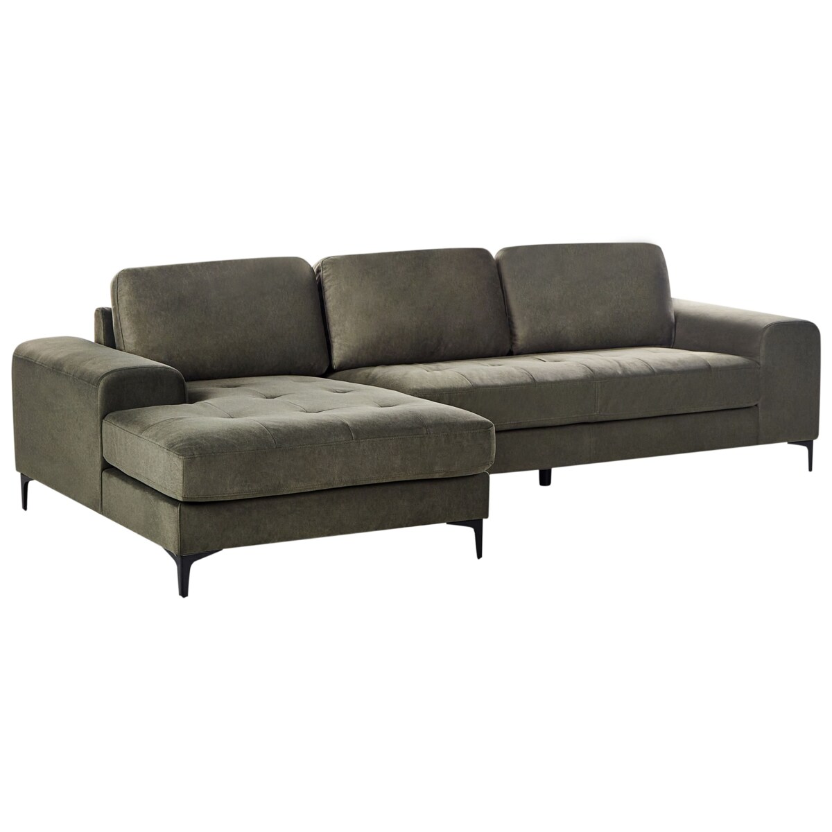 Sofa narożna prawostronna KIRUNA Welur Ciemnozielony Prawostronny