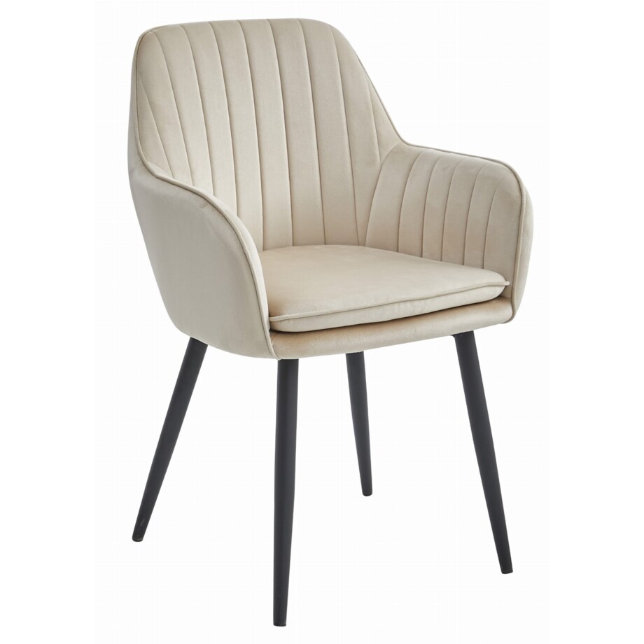 Krzesło Do Jadalni Kuchni Salonu Lugo - Aksamit Beż / Nogi Czarne X 2