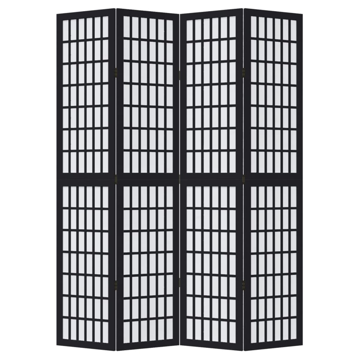 vidaXL Parawan pokojowy, 4-panelowy, czarny, lite drewno paulowni