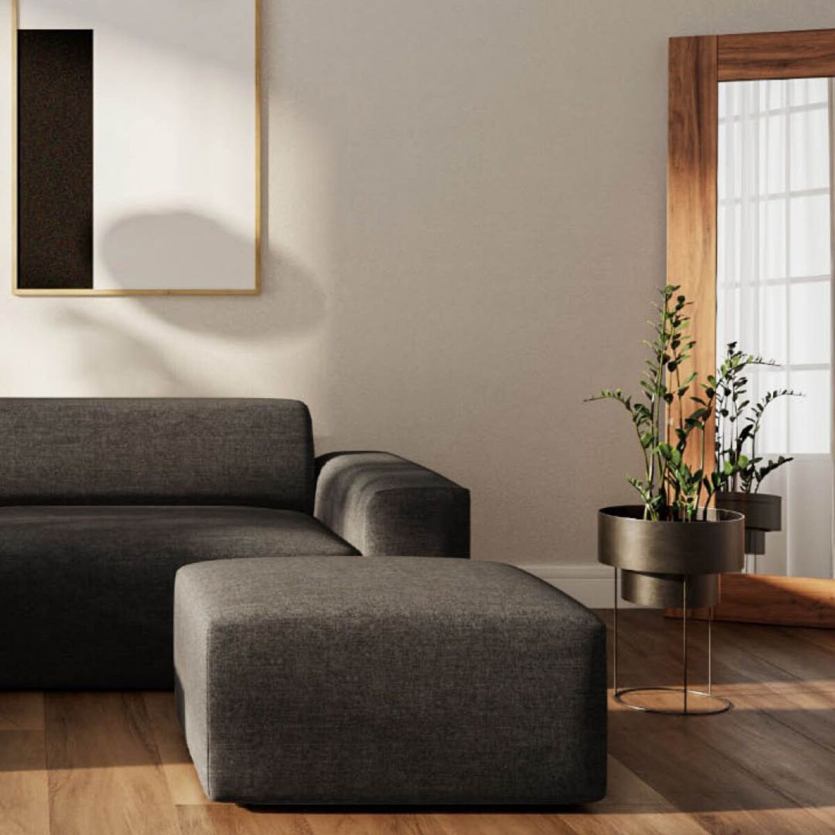 Villet Sofa narożna lewa antracytowa