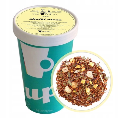 Herbata Rooibos SŁODKI ALOES czerwonokrzew bezkofeinowa aloes liście melisy - herbata liściasta sypana mieszanka napar susz