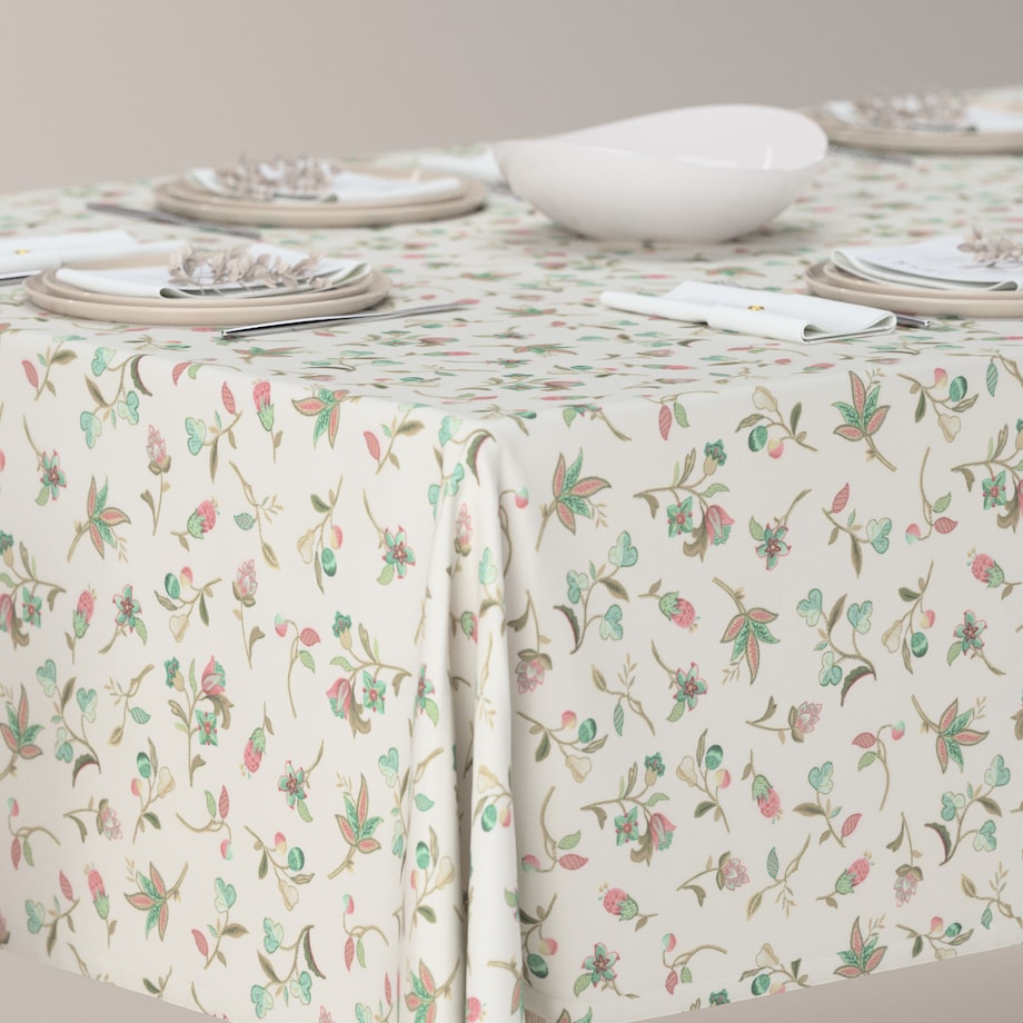 Obrus prostokątny 130 x 160 cm małe kwiaty na jasnym tle