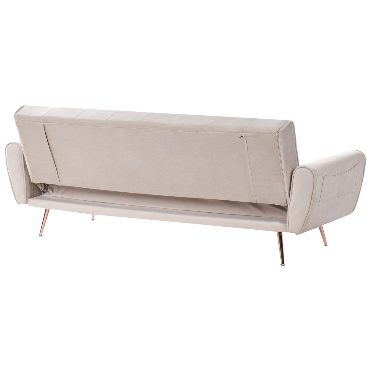 Sofa rozkładana welurowa beżowa SELNES