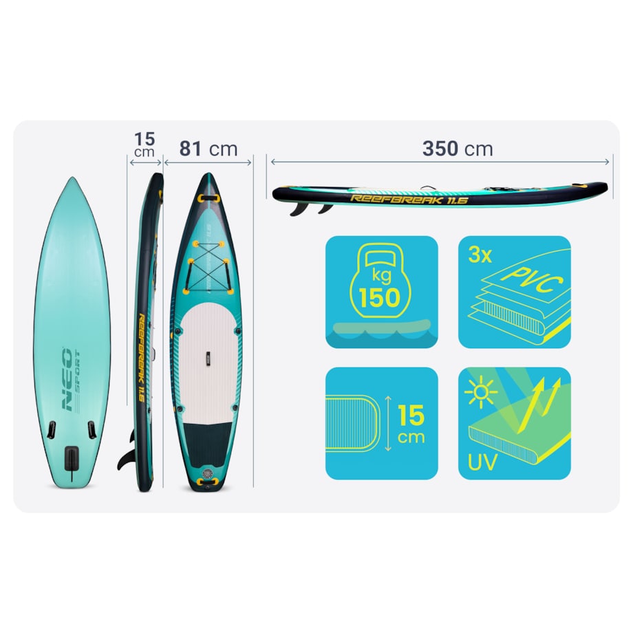 Deska SUP do pływania pompowana Paddle Reefbreak 350cm Neo-Sport