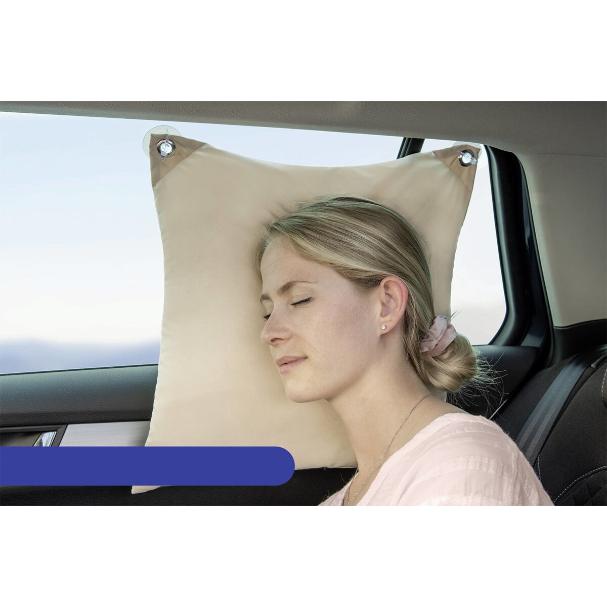 Poduszka podróżna z przyssawkami do przyklejenia na szybę, 40 x 40 cm